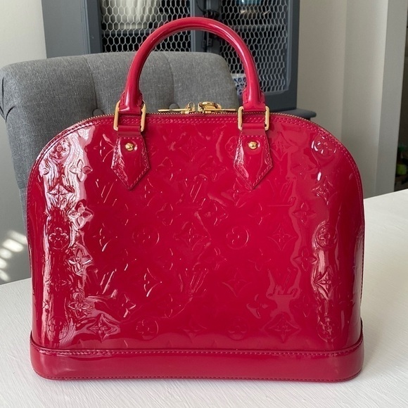 Louis Vuitton Pink Rose Indian Raspberry Leather Monogram Vernis Alma Bag New - Picture 10 of 17
